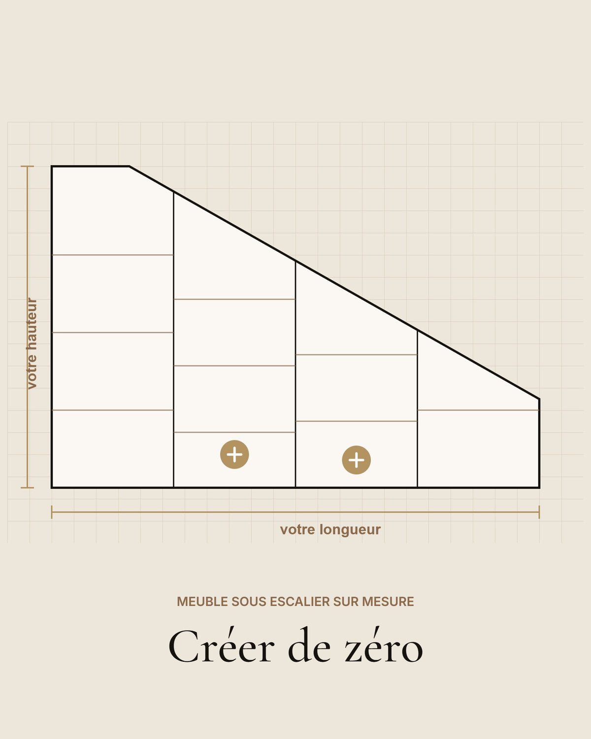 Créer de zéro – meuble sous escalier à dessiner vous-même, meuble sous escalier sur mesure (rendu 3D)